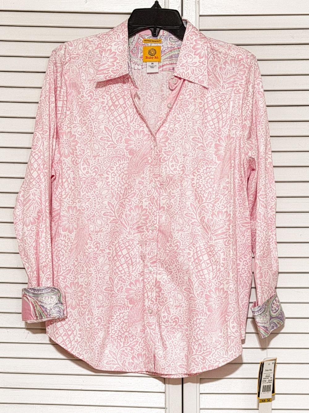 Ruby Rd Blouse Top - Pink & White - Size 14 - New with tags